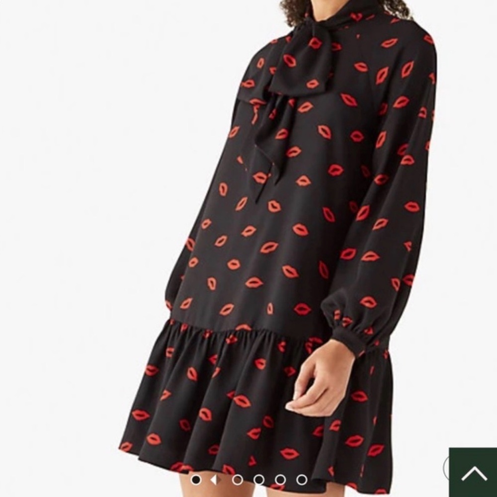 Kate Spade Black Dress with Red Lip Pattern